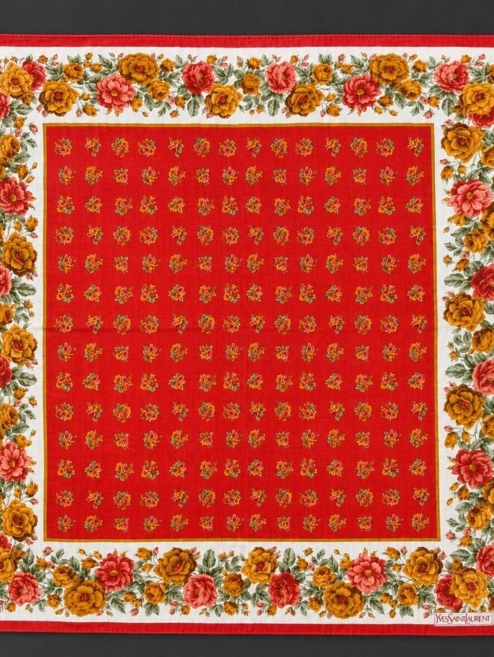 Vintage Yves Saint Laurent floral handkerchief scarf